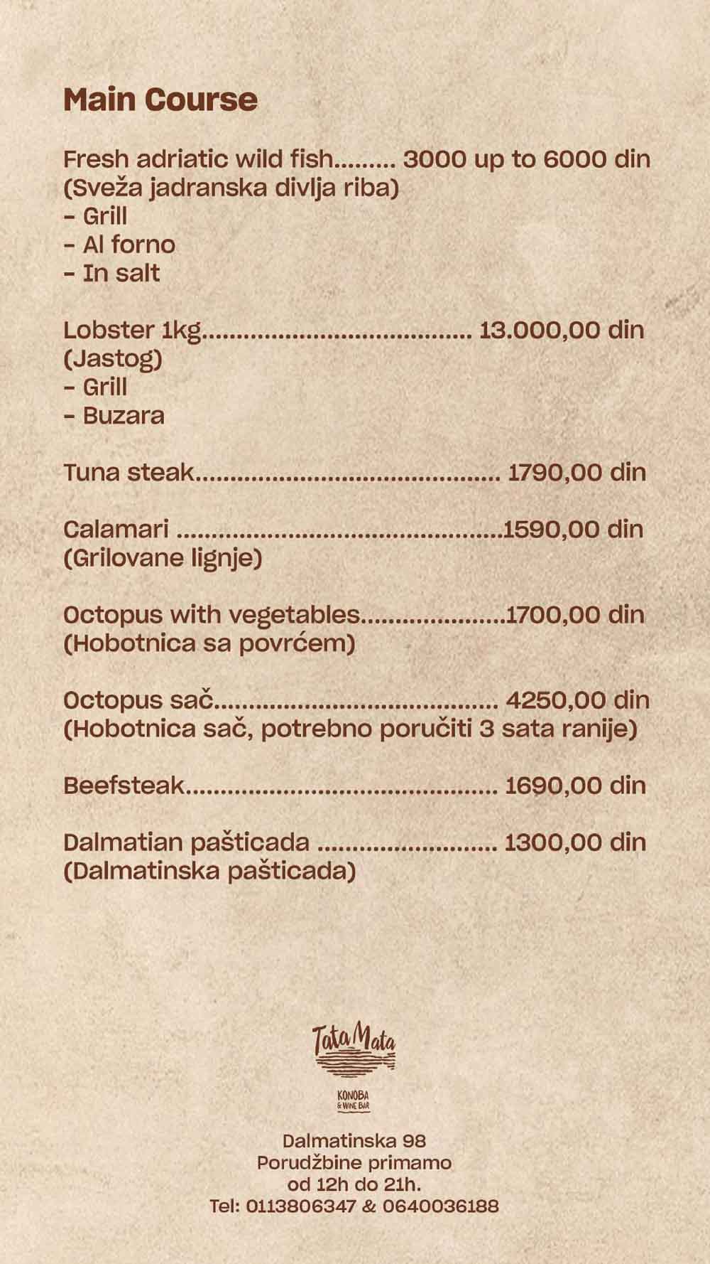 restoran tata mata cenovnik