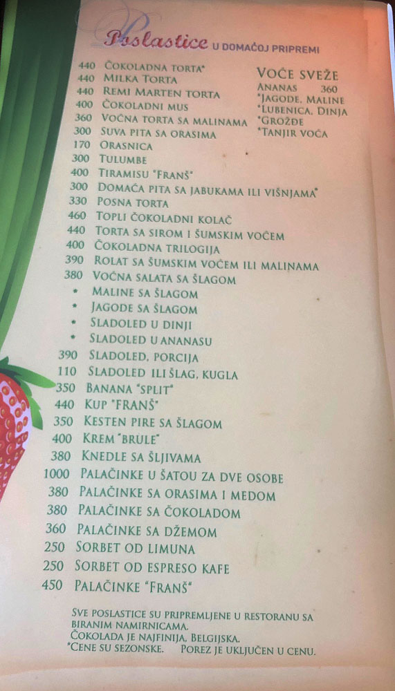 Restoran Frans Cenovnik