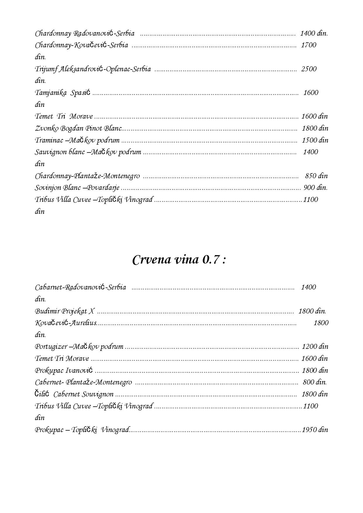 restoran kuhinja jelovnik