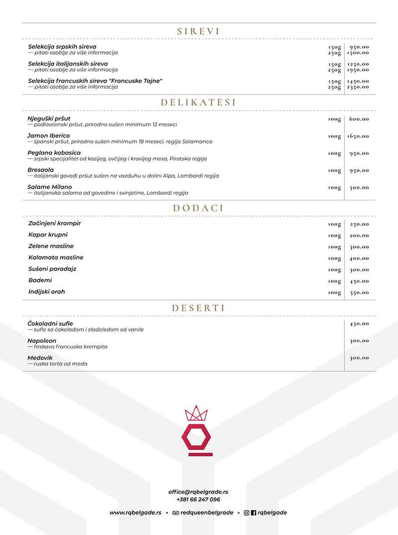 restoran red queen cenovnik