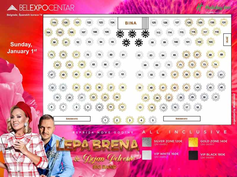 holiday inn repriza nove godine mapa sedenja