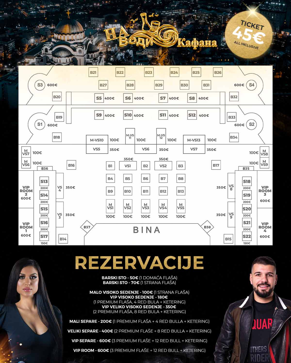 na vodi kafana nova godina mapa
