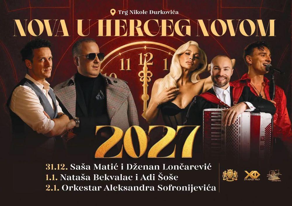 Nova godina u Herceg Novom 2027 – tri dana koncerata i pet velikih muzičkih zvezda
